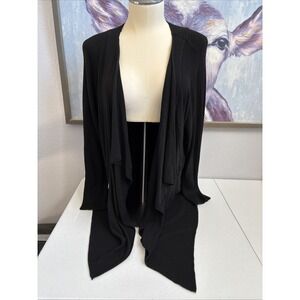 Eileen Fisher Women's XL Black‎ Lightweight Knit Open Front Cardigan Long Sleeve